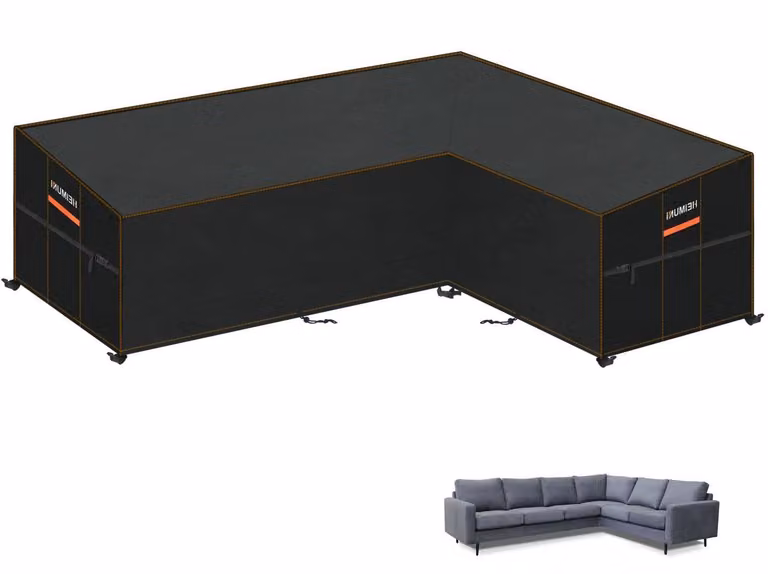 Copertura per divano da esterno, forma a L, dimensioni 286x222x90x80/65 cm, impermeabile, con protezione UV, tessuto Oxford 420D