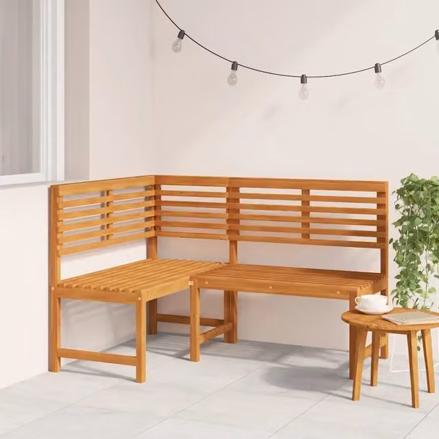 Panca da Giardino ad Angolo-Sgabello-Panca da esterno 140 cm Legno Massello Acacia