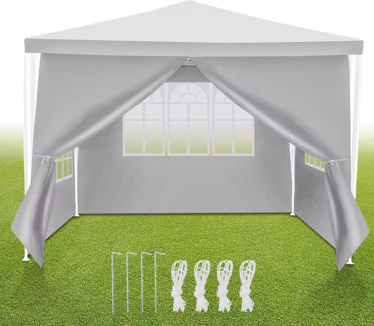 Jopassy Gazebo impermeabile - gazebo da patio con bulloni, tenda da giardino perfetta per feste Bianco 3x3m