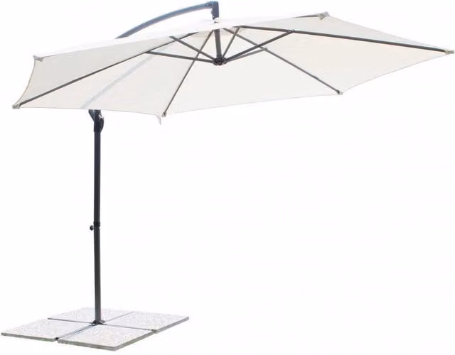 Ombrellone da Giardino Eris Decentrato Ø3 m in Acciaio Nero Telo Bianco