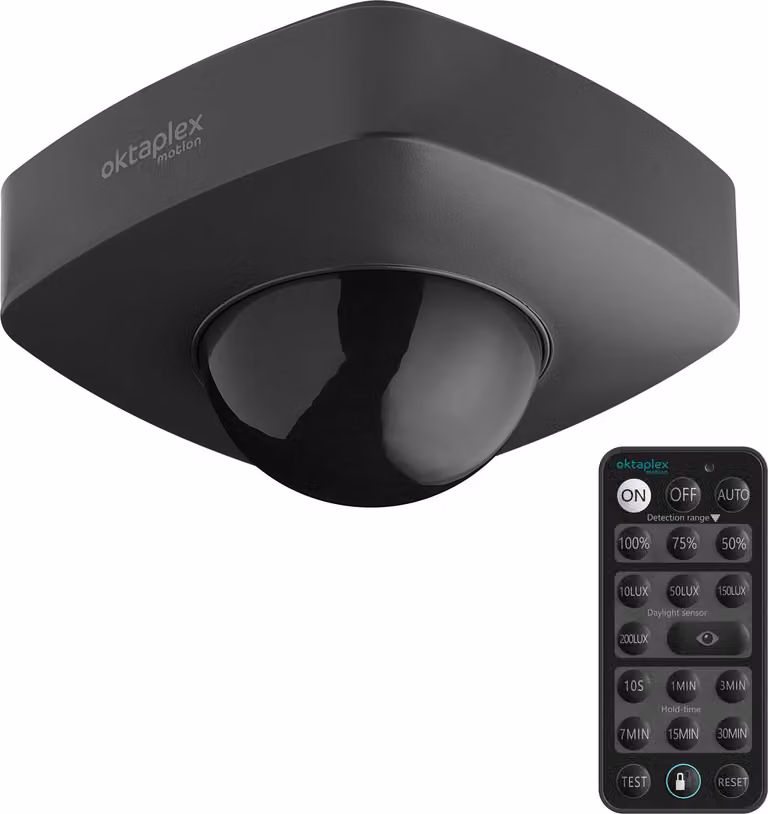 Oktaplex rivelatore di presenza 360° IP65 rivelatore di movimento a soffitto da esterno e interno 230V antracite