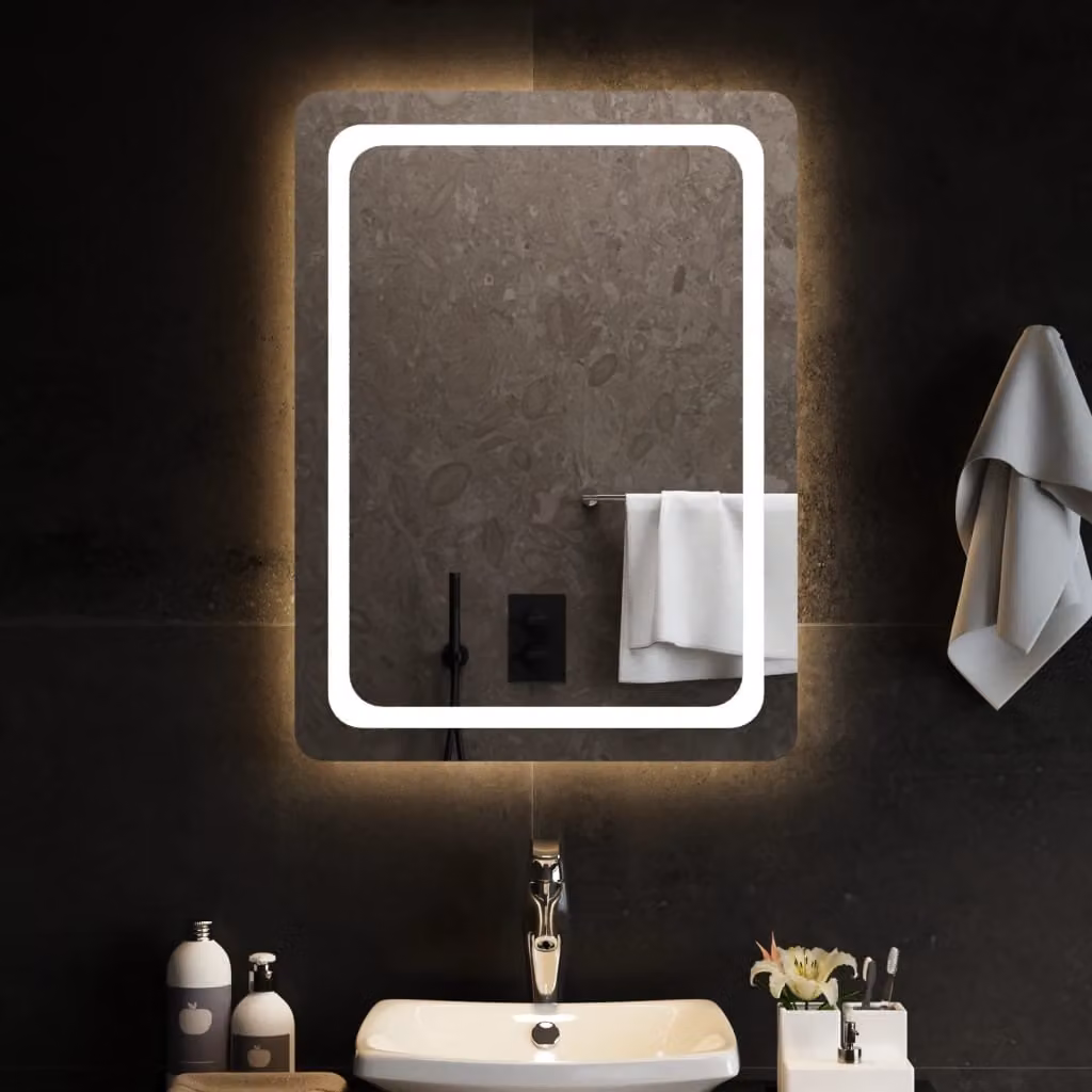 Specchio da bagno con luci LED vidaXL, forma rettangolare, L: 60 cm, H: 80 cm