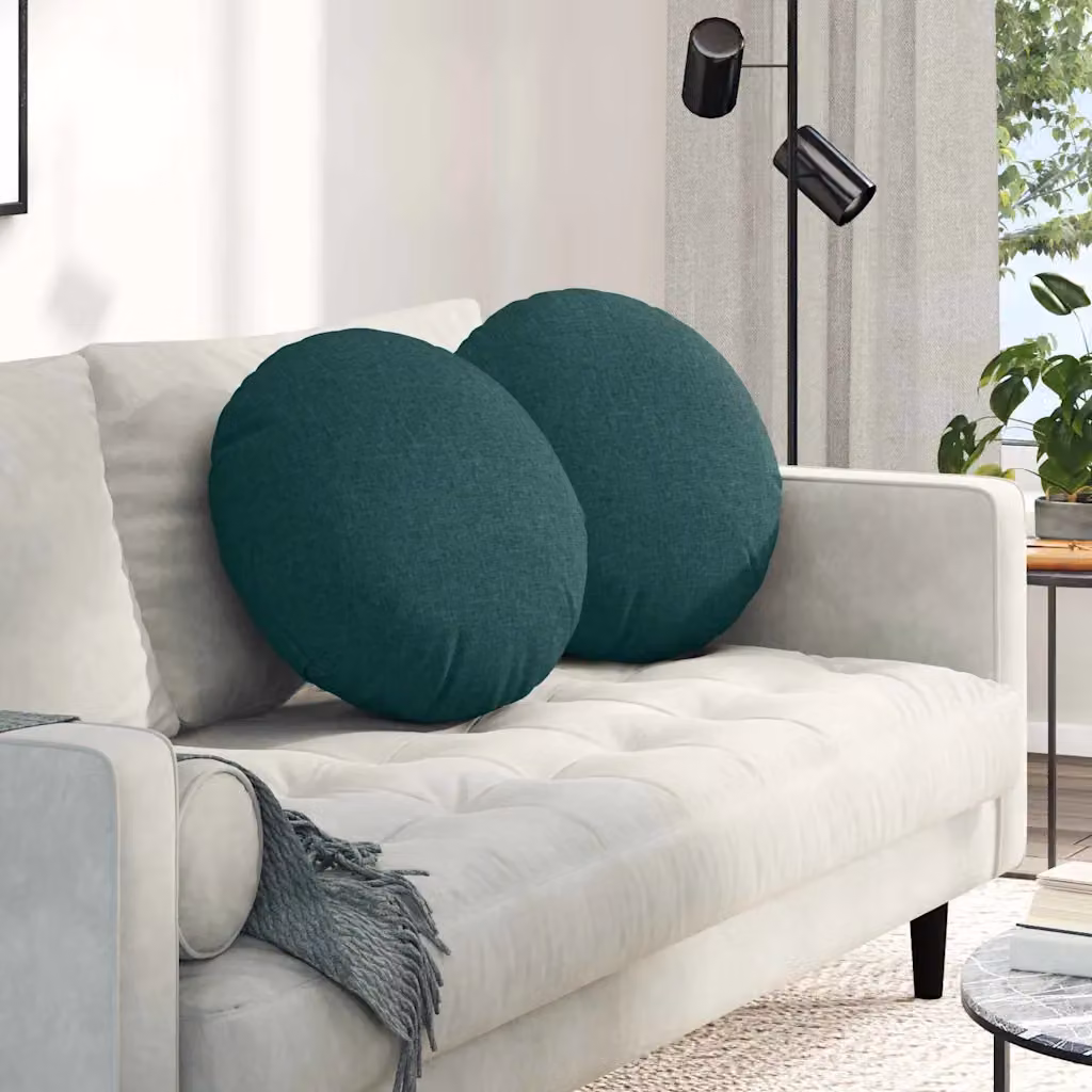 Set di 2 cuscini per seduta rotondi vidaXL in tessuto verde con rivestimento lavabile, Ø 50 cm x H 19 cm