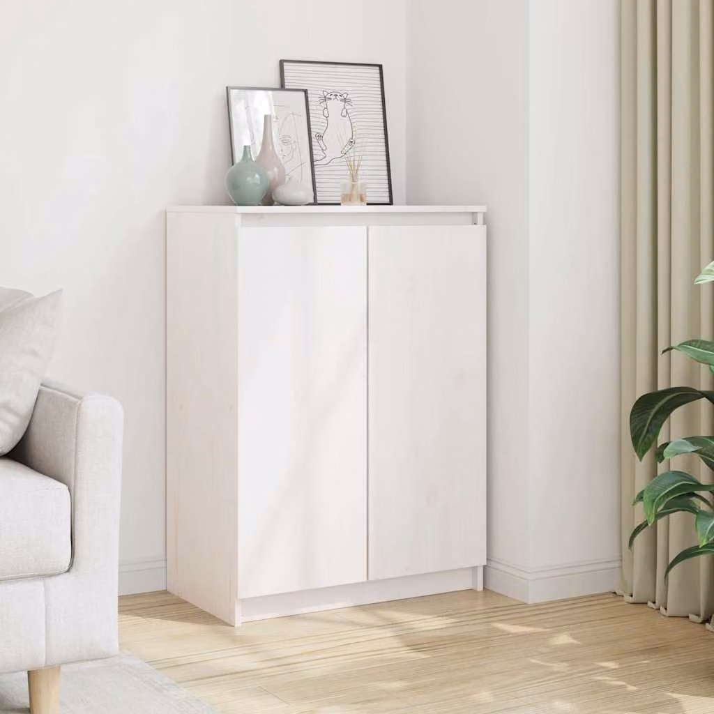Credenza a parete vidaXL in legno massello di pino bianca L: 60 cm, P: 36 cm, H: 84 cm