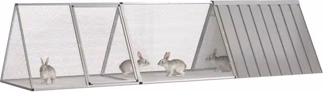 Gabbia per piccoli animali vidaXL in acciaio zincato grigia L: 302,5 cm, P: 80,5 cm, H: 71 cm