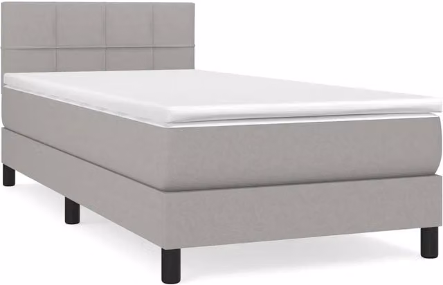 Letto singolo | Letto per adulti | Giroletto a Molle con Materasso Grigio Chiaro100x200 cm Tessuto