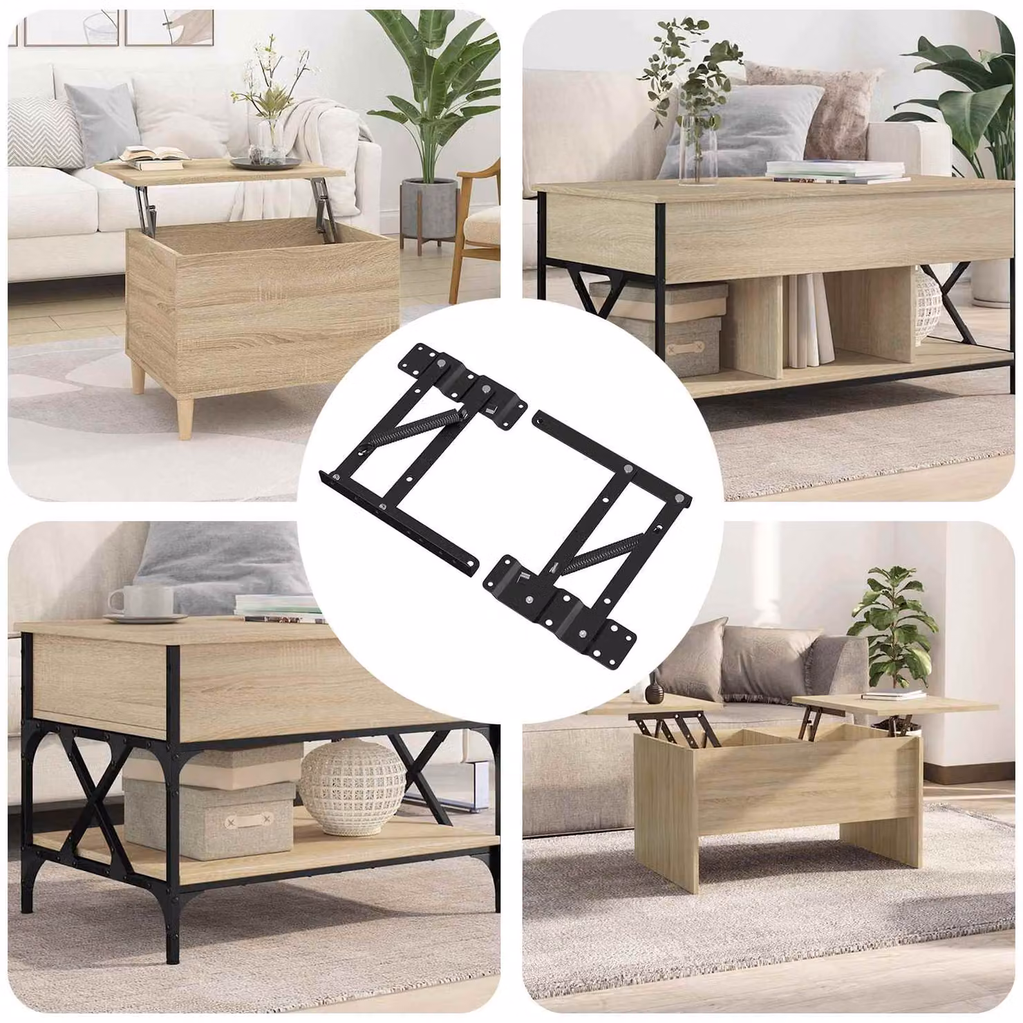 Set di 12 pezzi di meccanismi di sollevamento per letto vidaXL in acciaio nero