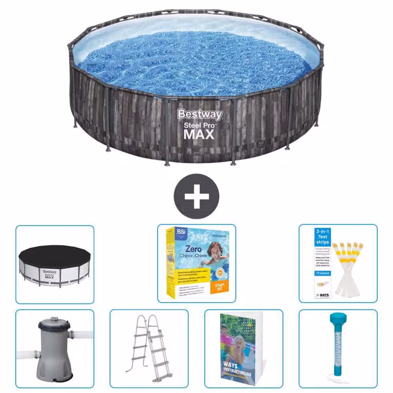 Piscina gonfiabile Bestway Steel Pro MAX, rotonda, 427x107 cm, composta da 6 parti, modello S532