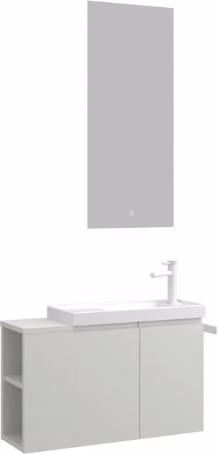 Set mobile lavabo con specchio Ferla 80 di HANAH HOME, colore Cashmere opaco, L 80 cm x P 22 cm x H 45 cm – 1