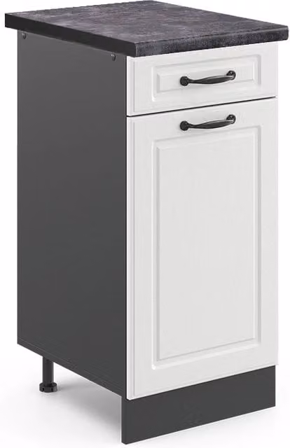 Mobiletto base per cucina Vicco R-Line Bianco rustico e Antracite con ante a battente L/P/H: 40 x 60 x 81,6 cm – 1