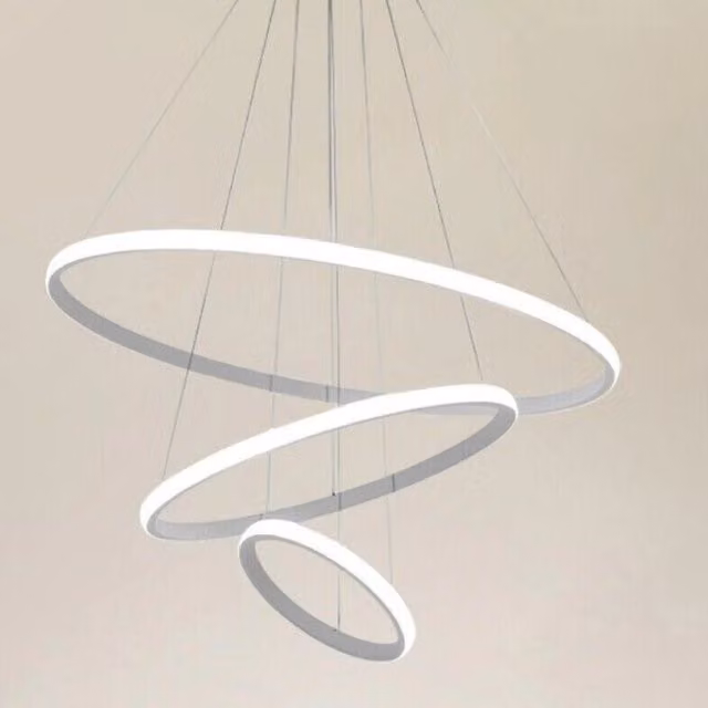 Trade Shop Traesio Lampadario Sospeso Led a 3 Cerchi Rotondi Bianco Luce 4000k 72W