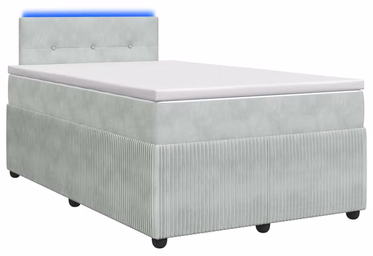 Letto a molle con materasso grigio chiaro 120 x 190 cm in velluto