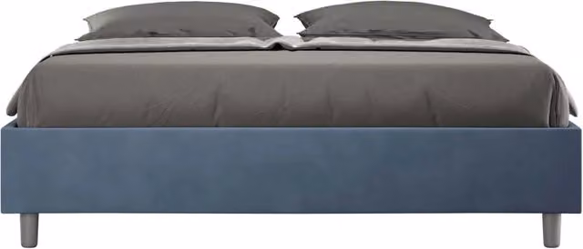 BS COM Letto queen size con rete imbottito 150x210 microfibra blu
