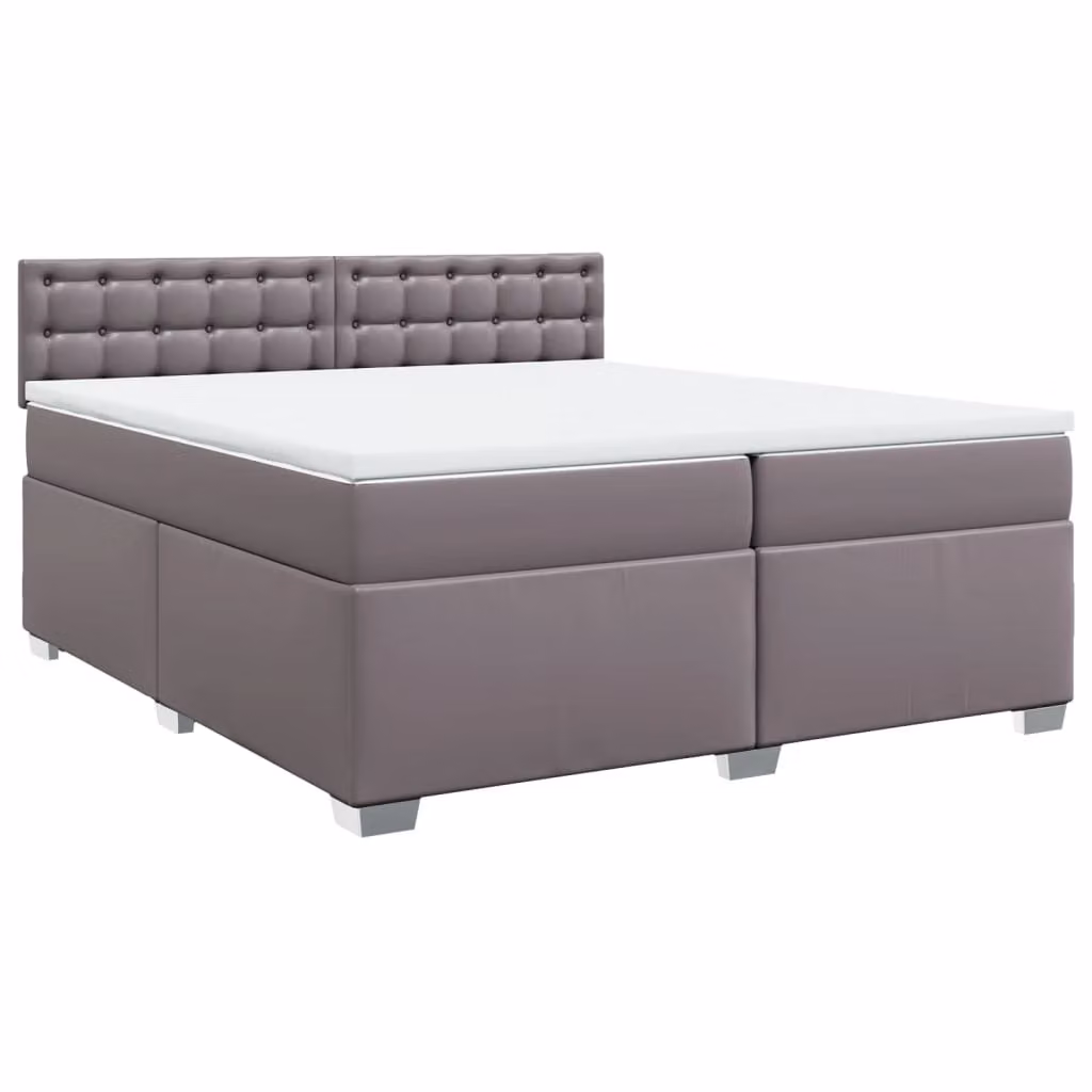 Giroletto a Molle con Materasso Grgio 200x200 cm in Pelle finta
