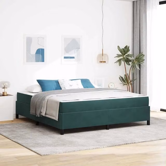 Struttura letto imbottita vidaXL in tessuto verde con legno e metallo L/P/H: 180 x 200 x 203 cm – 1