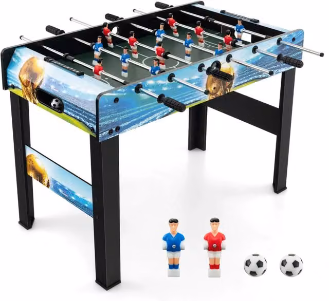 Calcio balilla tema calcio multicolore con segnapunti e gambe rimovibili per adulti e bambini, L: 94 cm, H: 51 cm, P: 68,5 cm – 1
