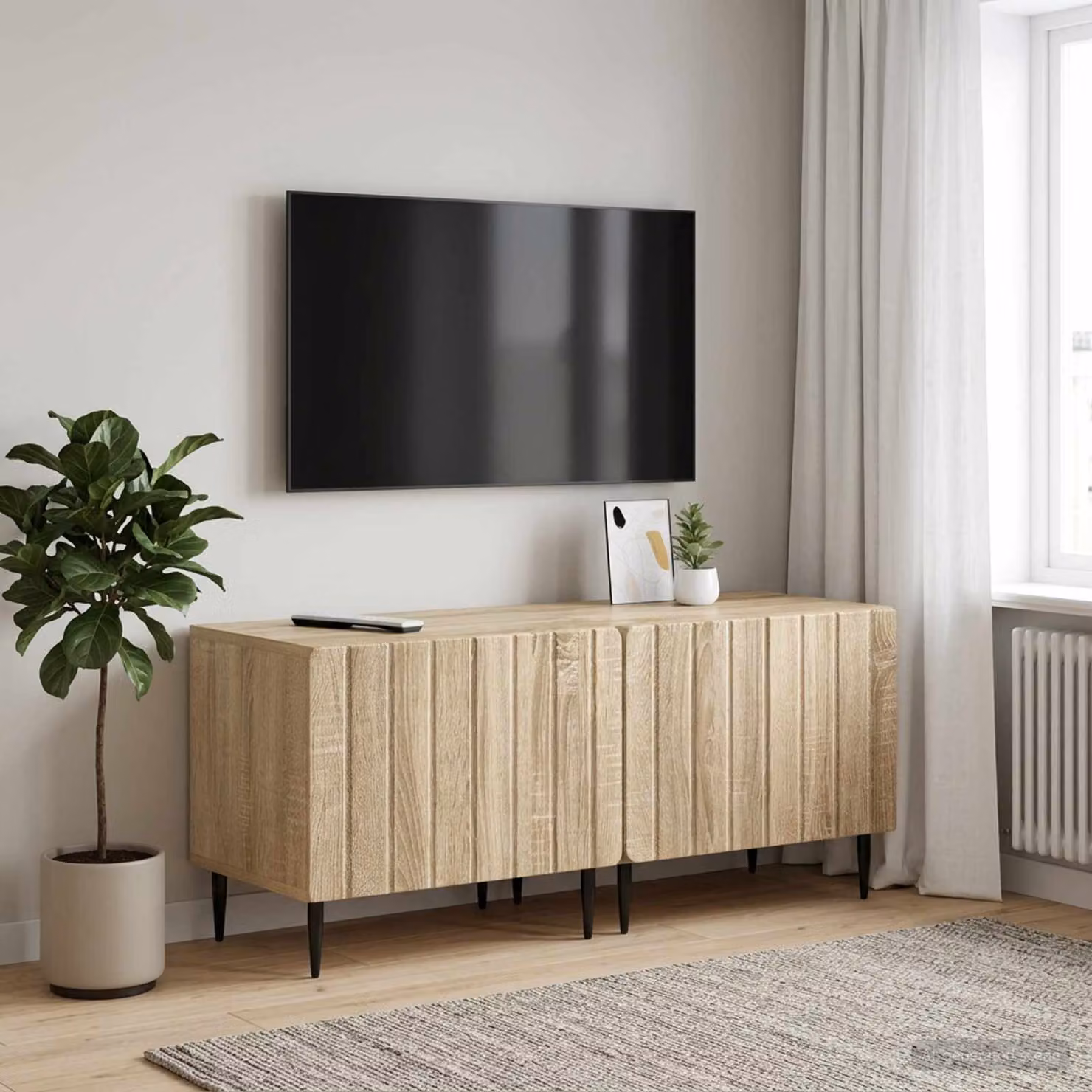 Mobile TV vidaXL in legno ingegnerizzato Rovere Sonoma, moderno, marrone/beige, L: 124,5 cm, P: 40 cm, H: 49 cm
