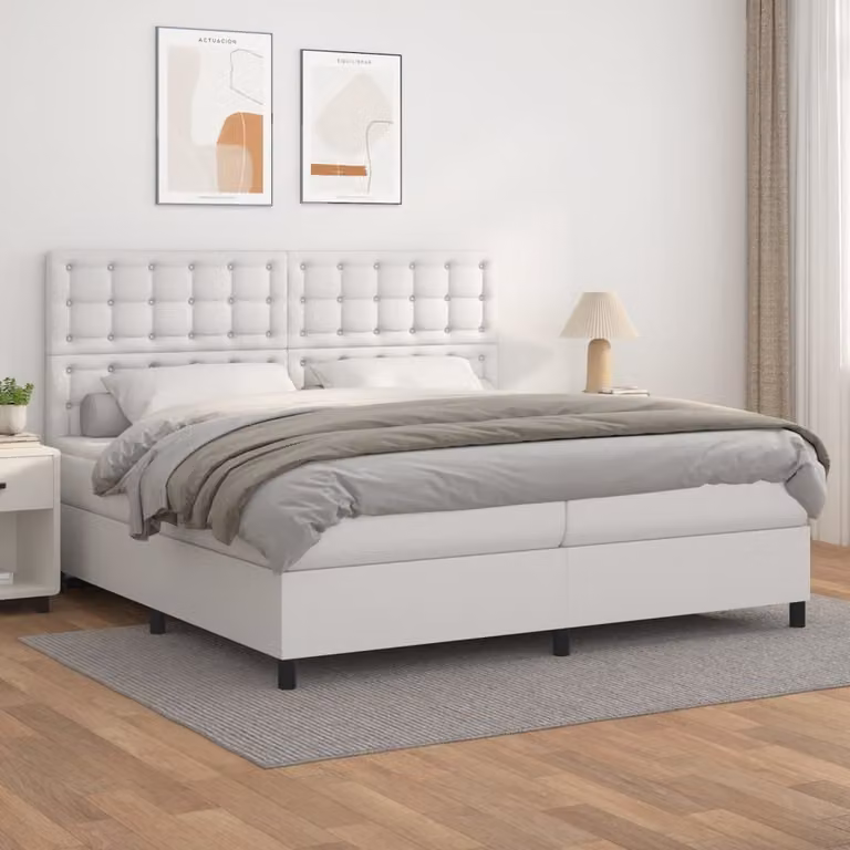 vidaXL Letto a molle con materasso bianco 200x200 cm in Similcuoio - Letto a molle - Boxspringbetten - Bett - Schlafzimmermöbel