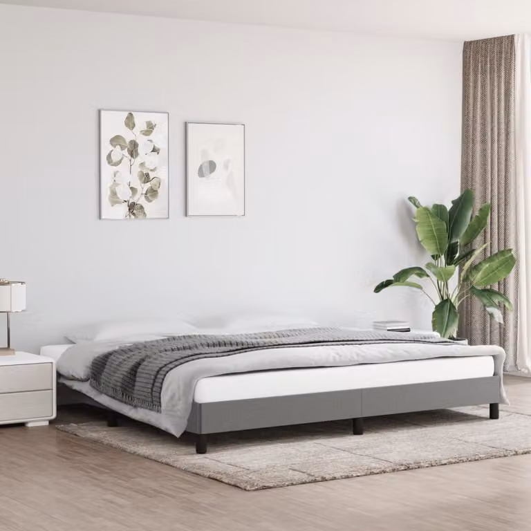 The Living Store Struttura letto in tessuto grigio scuro 200x200 cm