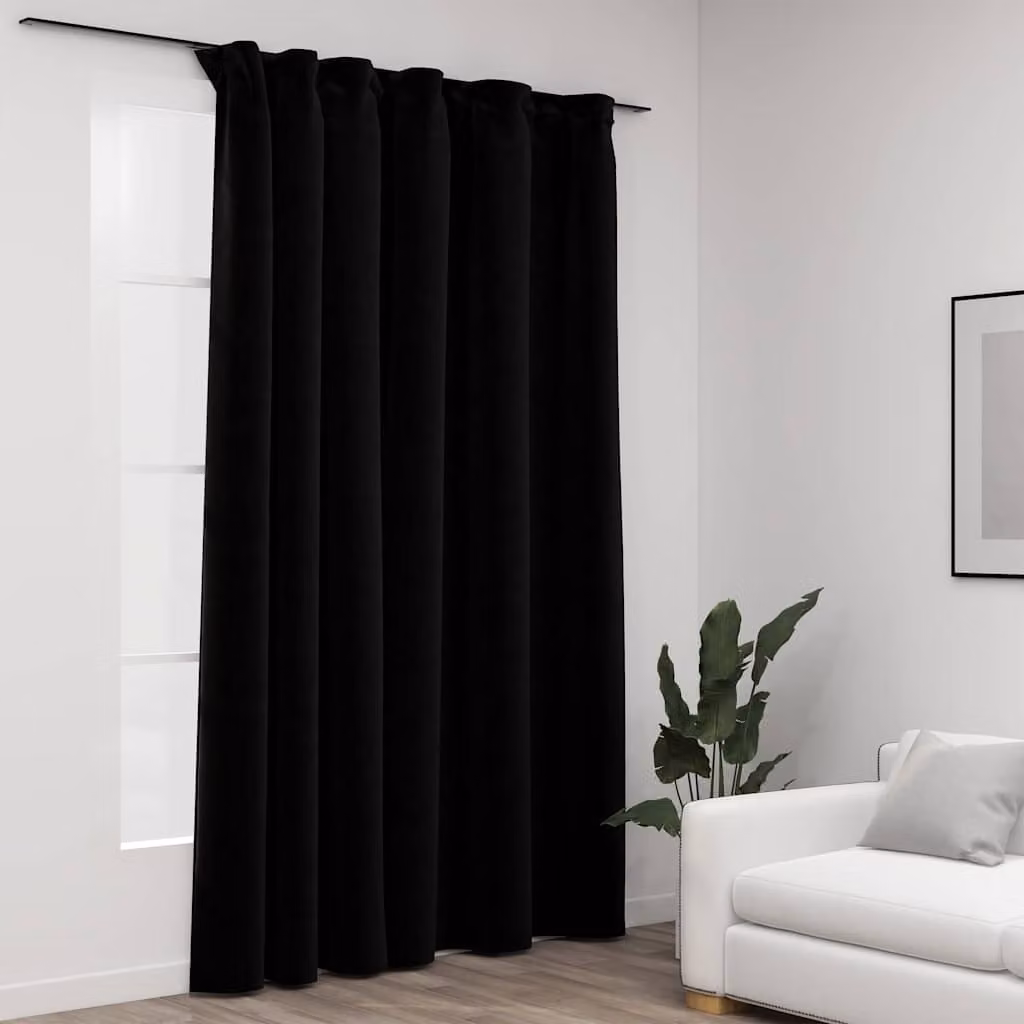 Tende oscuranti vidaXL con ganci effetto lino, colore nero, L: 290 cm, H: 245 cm