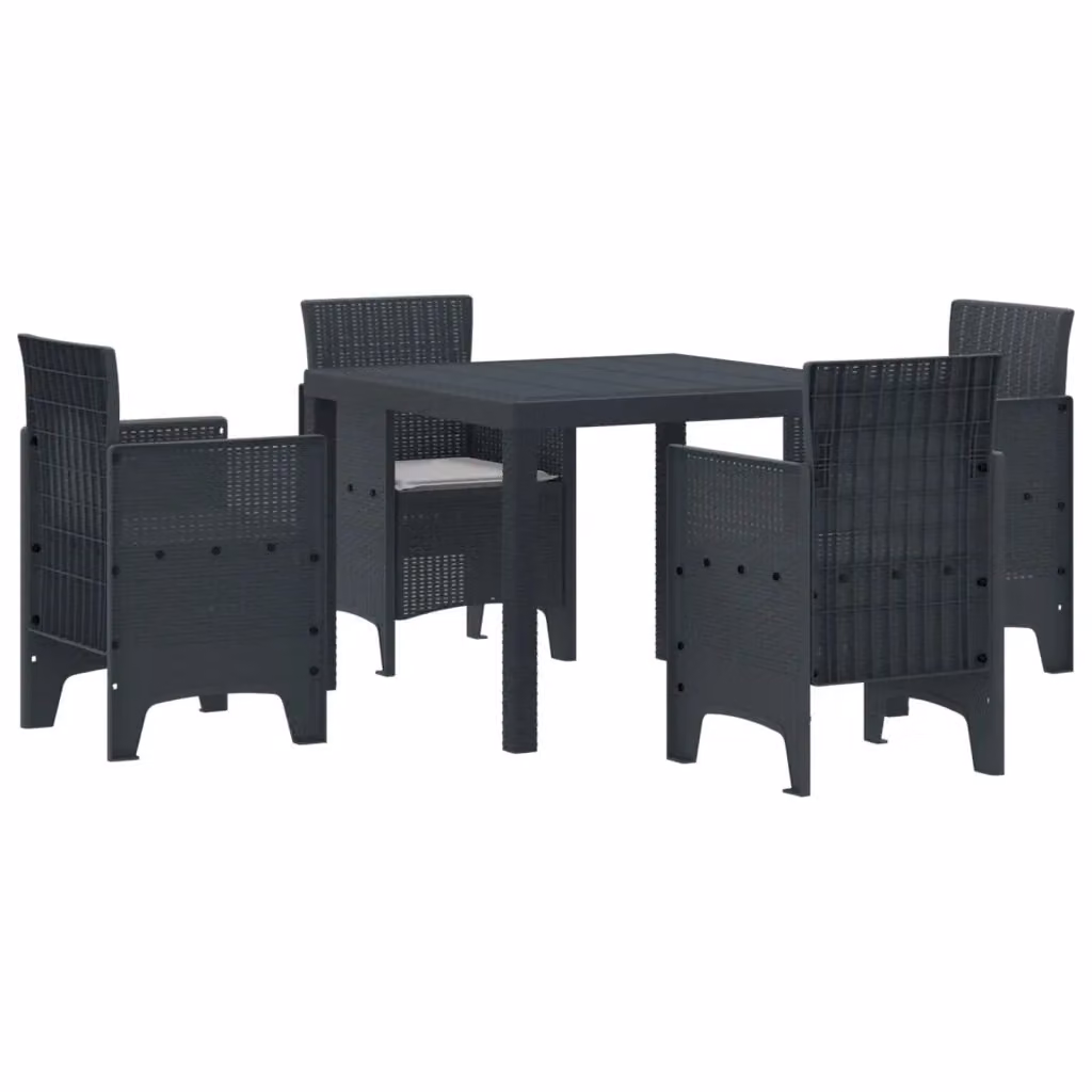 vidaXL Set da Pranzo per Giardino e Terrazzo in Polyrattan Antracite 5 Pezzi – 2
