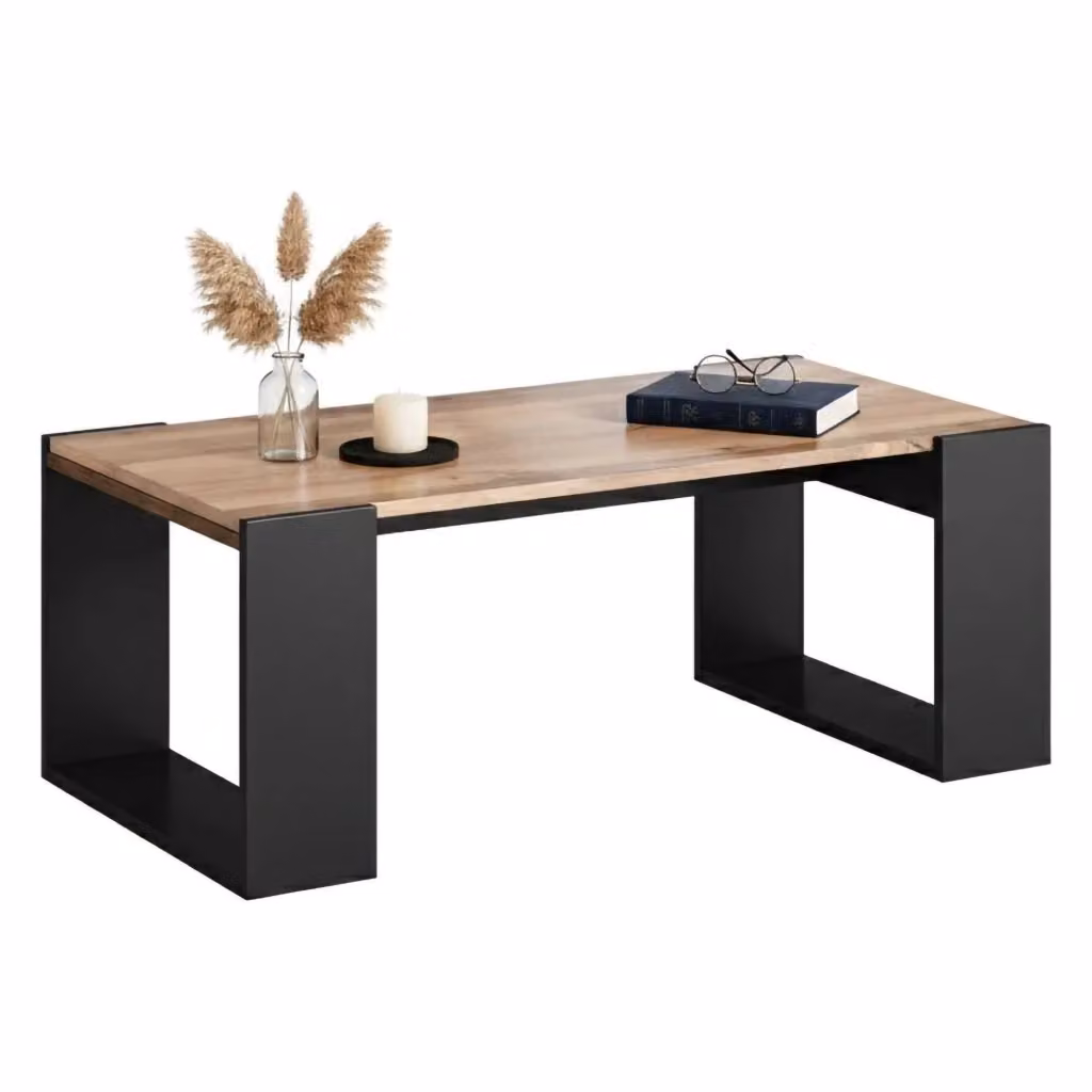 Tavolino da salotto DMORA Specchia moderno con ampio ripiano, L 120 cm x P 46 cm x H 55 cm, Rovere e Antracite – 2