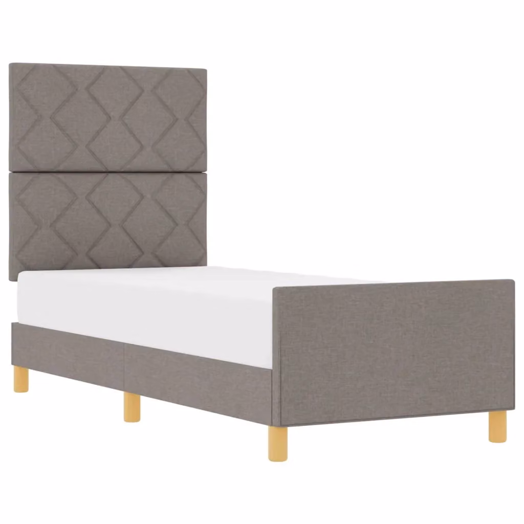 Struttura del letto con testiera Talpa vidaXL in tessuto e legno, disponibile in beige o grigio, L/P/H: 80 x 200 cm – 2