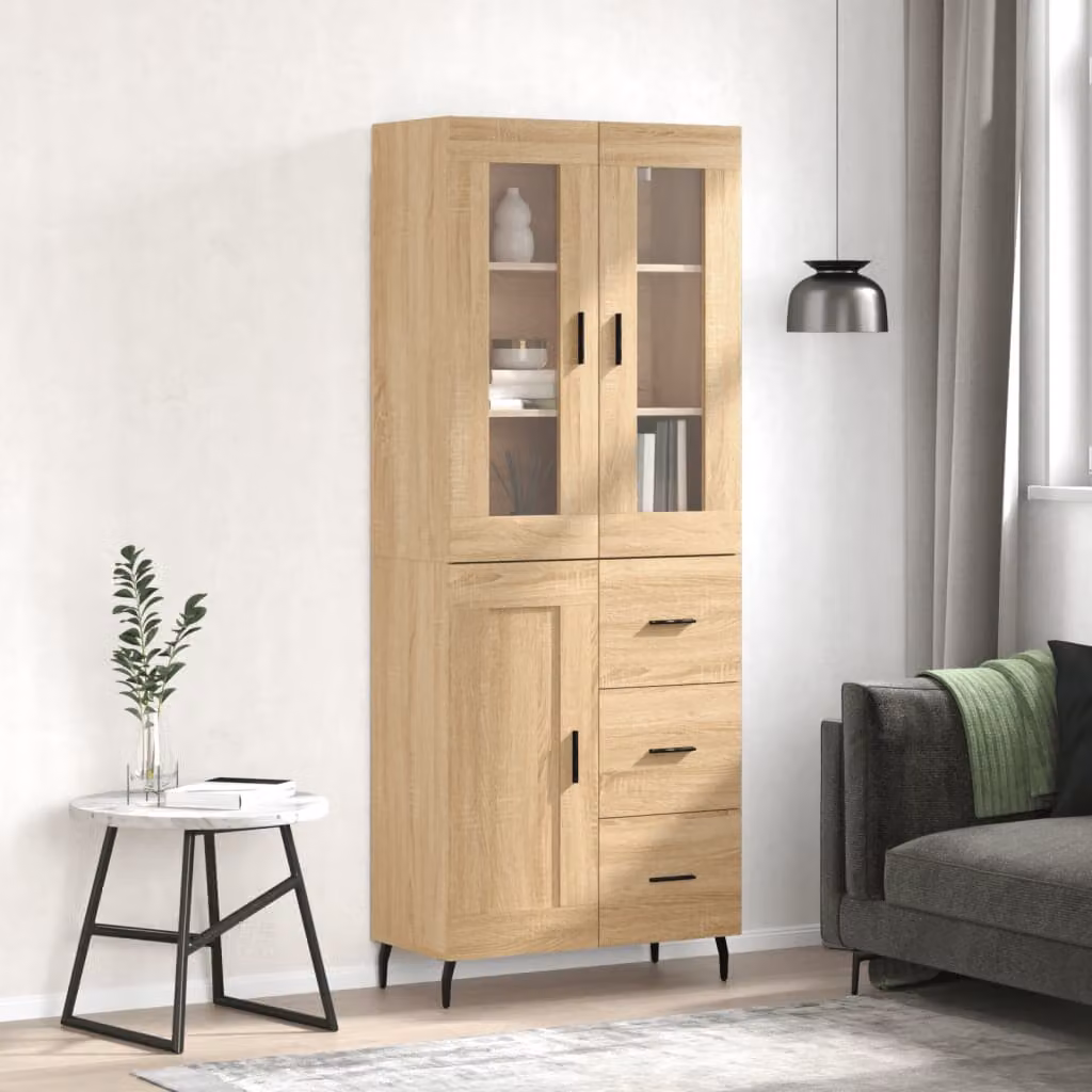Credenza vidaXL in Rovere Sonoma con ante a battente e ripiani interni, L/P/H: 69,5 x 34 x 180 cm