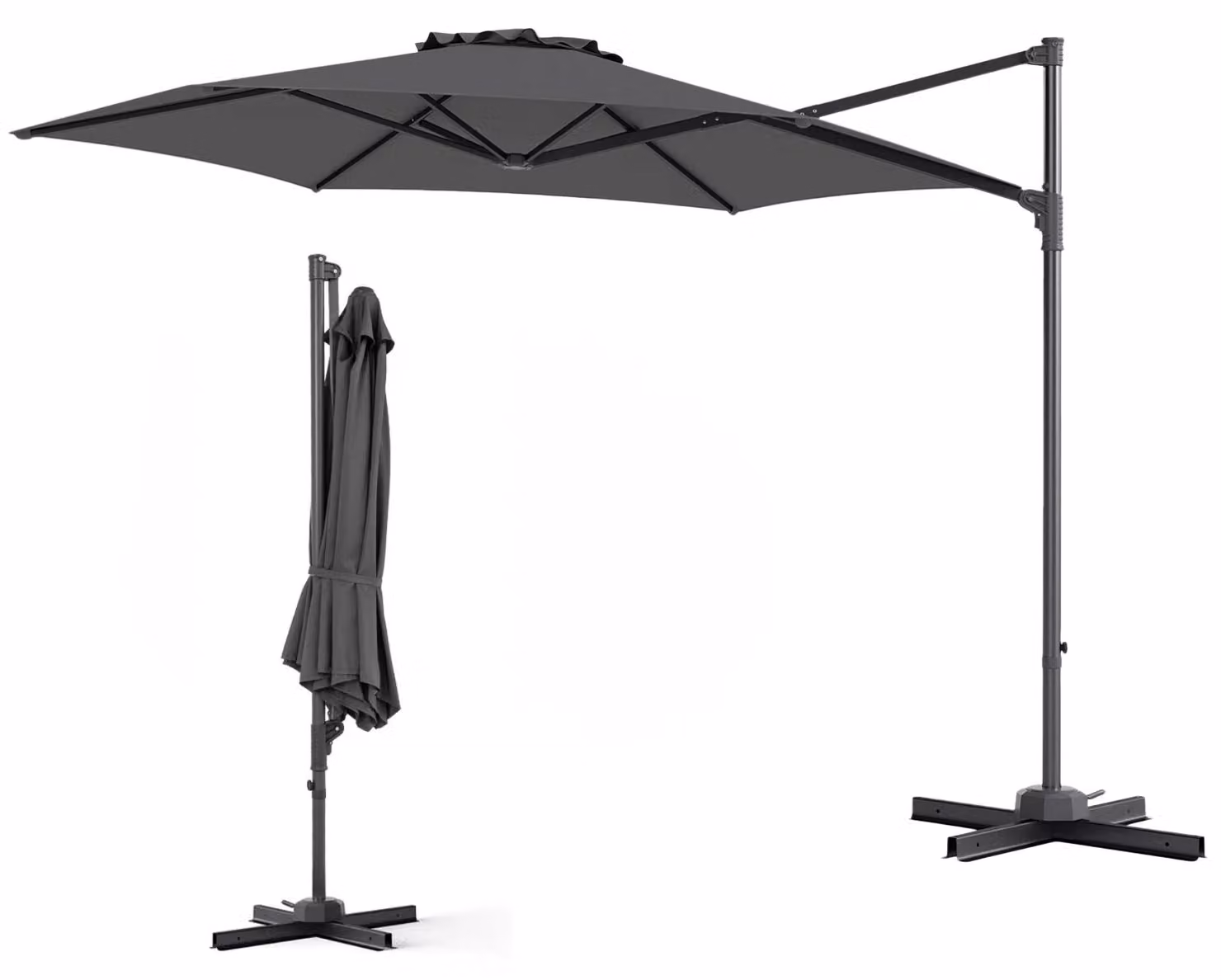 Ombrellone da giardino KOMFOTTEU 3M, resistente ai raggi UV e al vento, ombrellone esagonale a braccio libero, rotazione a 360°, con base a croce, ideale per terrazza, balcone, piscina e giardino