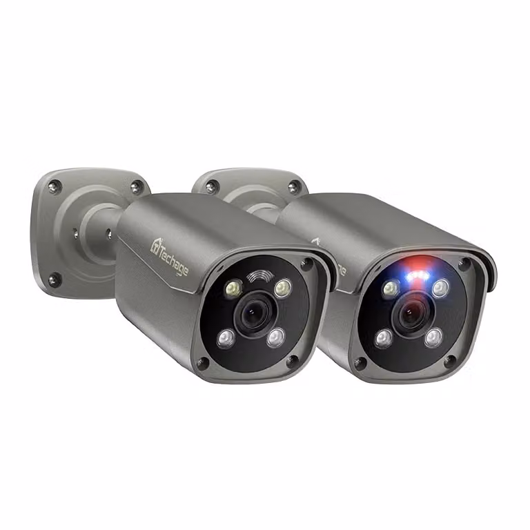 telecamera di sorveglianza per esterni 4K 8MP/5MP, rilevamento del movimento AI, audio bidirezionale, 2 pezzi telecamera 4K 8MP36mm