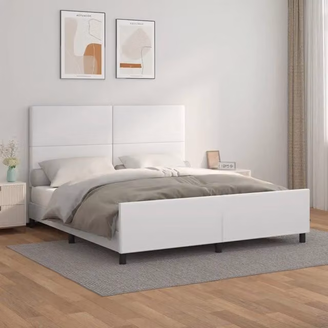 Letto con Testiera vidaXL in Similpelle Bianco 160x200 cm