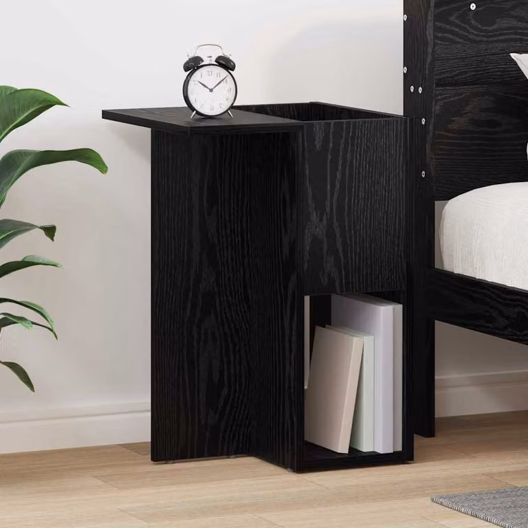 Tavolino moderno vidaXL in legno Rovere e Nero, L/P/H: 35 x 40 x 55 cm