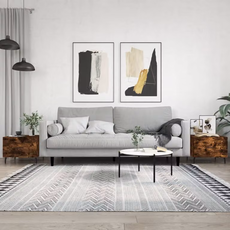 Set di 2 tavolini da salotto vidaXL in legno rovere e metallo, L/P/H: 50 x 50 x 40 cm