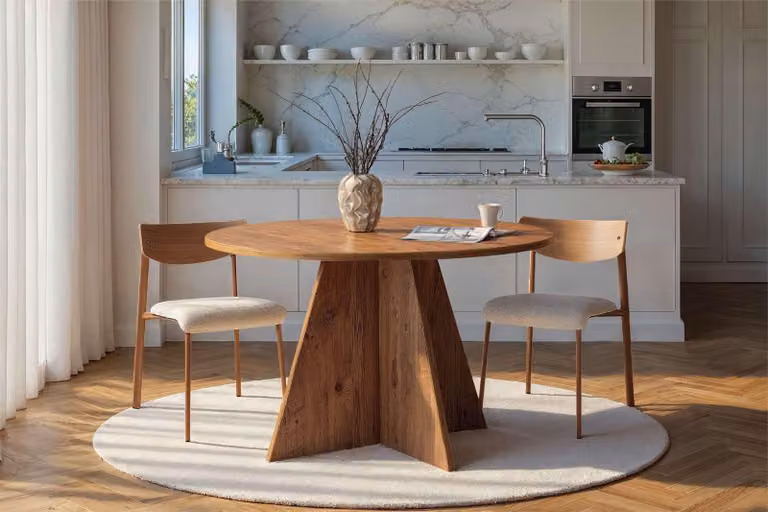 Skye Decor, Virella - Atlantic Pine, tavolo da pranzo, pino atlantico, piano in melamina 100 %, 120 x 120 x 75 cm