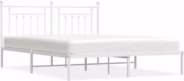 Letto matrimoniale con testiera in metallo bianco design classico L/P/H: 160 x 200 cm