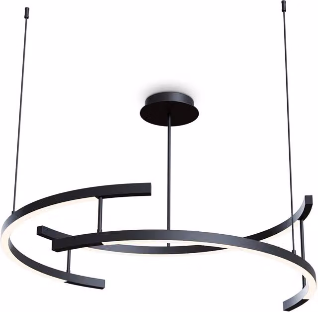 Lampadario A Sospensione Moderno Line Alluminio Nero 3 Luci Led 52W