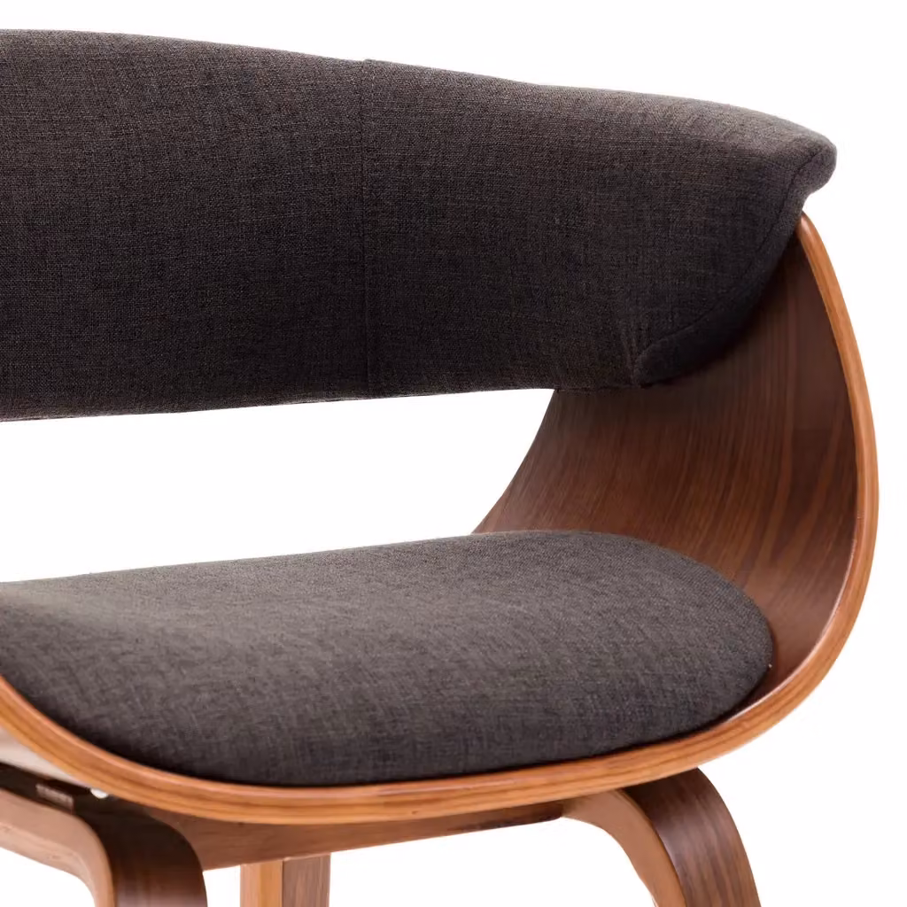 Sedia da Pranzo Moderna vidaXL in Legno e Tessuto Grigio e Marrone – 2