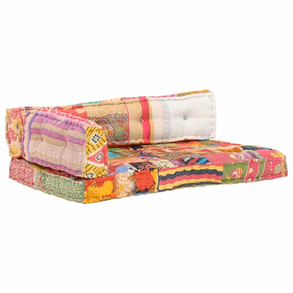 Cuscino per Divano Pallet Multicolore in Cotone Patchwork Ethnic vidaXL L: 120 cm, P: 80 cm, H: 14 cm – 2