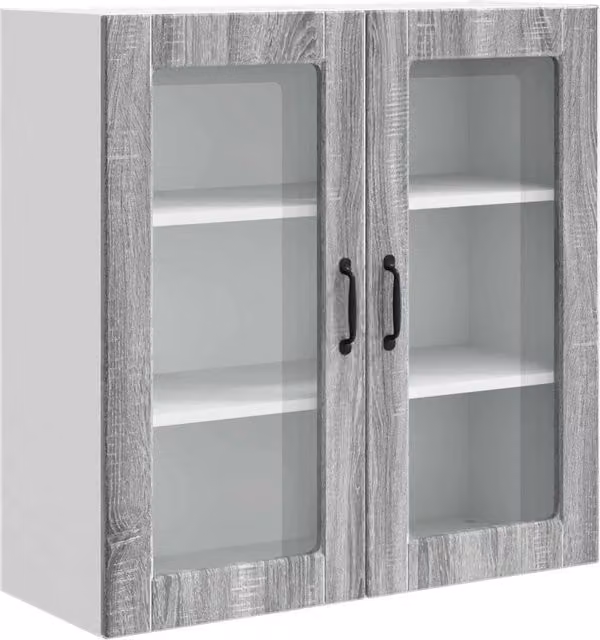 Armadio da cucina moderno da parete con 3 ripiani 80 x 31 x 80 cm in legno ingegnerizzato grigio sonoma 02_0054414