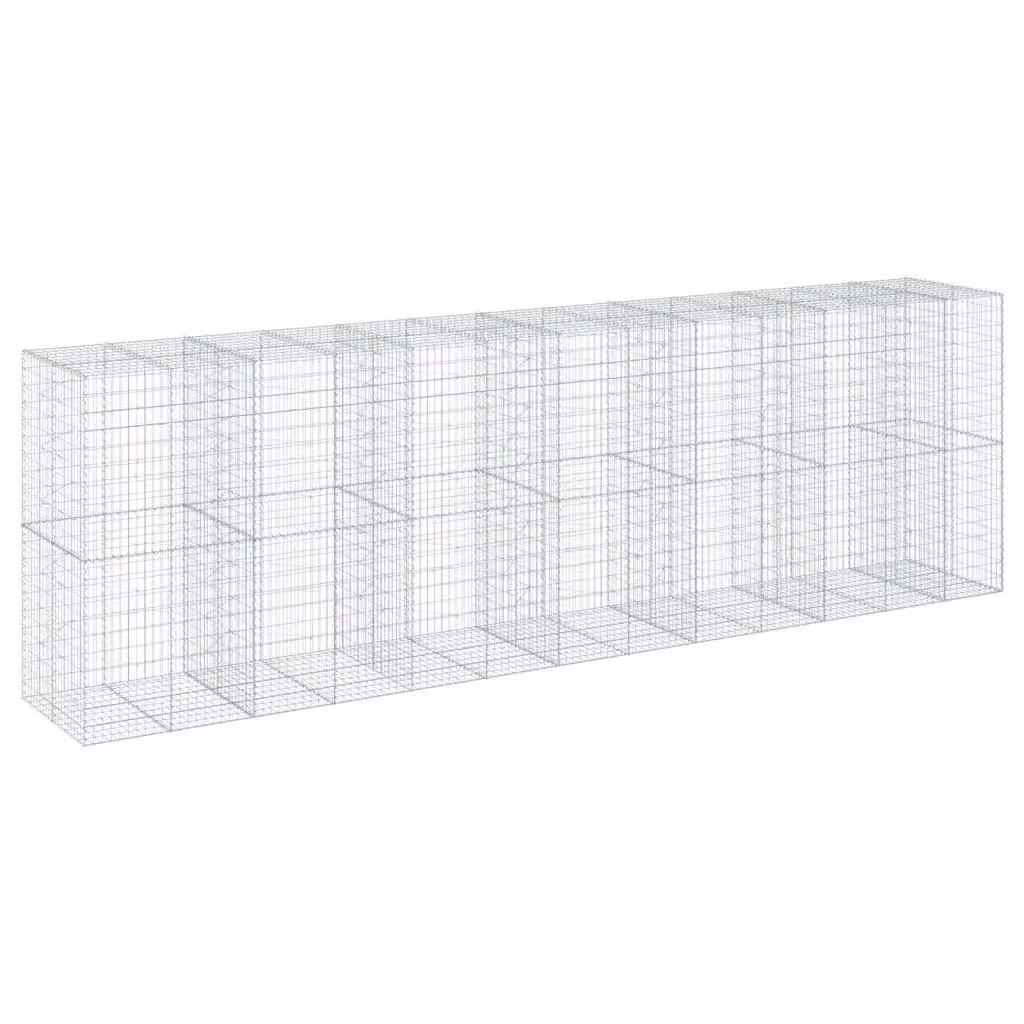 Cesto Gabbione con Copertura vidaXL in Acciaio Zincato Argento L: 650 cm, P: 100 cm, H: 200 cm – 2