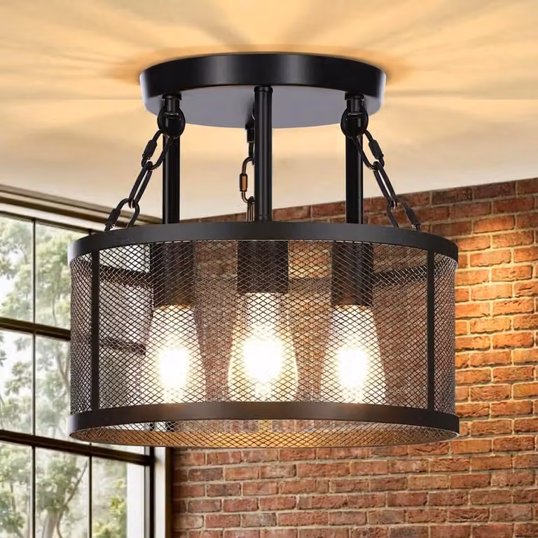 Lampada da soffitto Vintage con lampadina LED E27 Ø32cm 3 luci Ferro Industriale Per soggiorno Camera da letto Corridoio Ristorante Hotel Negozio Caffè