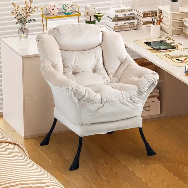 Poltrona Relax MINIMAL in Velluto Marrone con Struttura in Metallo e Tasca Laterale, Stile Moderno – 1