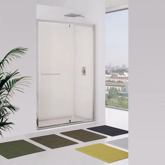 Porta battente e fisso 137-141 cm, vetro trasparente - new plus