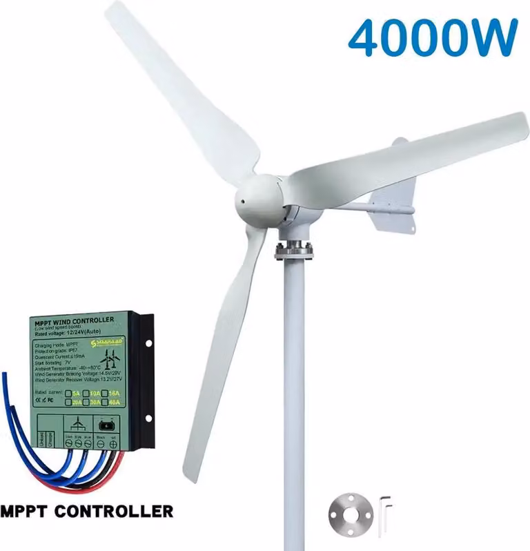 Generatore eolico, fonte di energia rinnovabile, funzionamento a bassa rumorosità, con controllo MPPT, 4000W, 12V