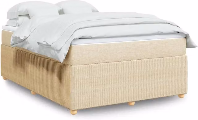 Giroletto a molle con materasso ibrido vidaXL in tessuto beige e bianco L/P: 140 x 190 cm