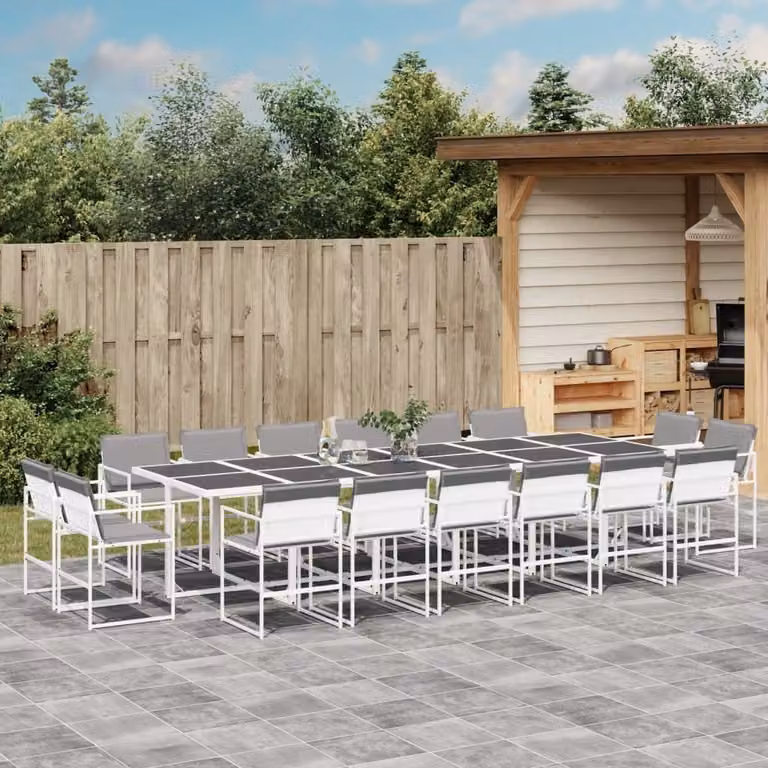 Maison Exclusive - Set da pranzo da giardino da 17 pezzi con cuscini in Textilene bianco