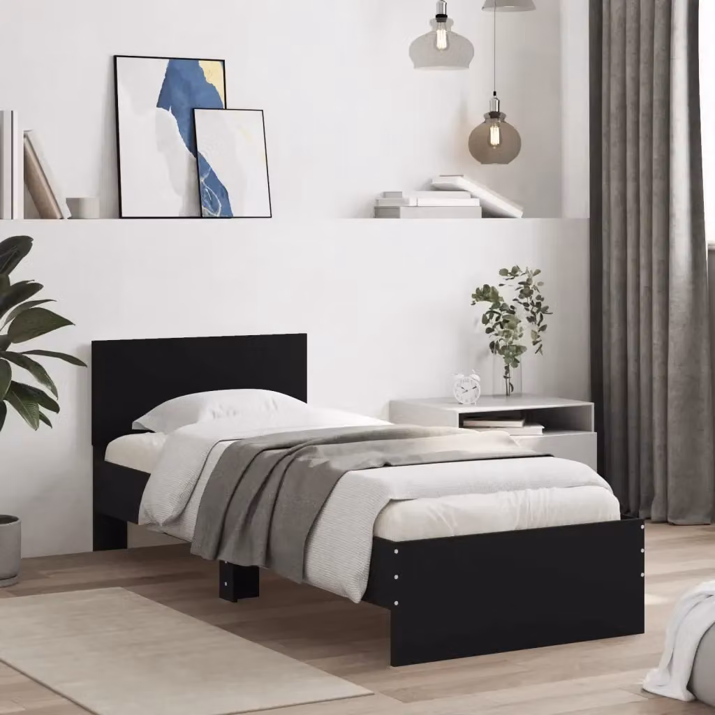 Letto singolo moderno Design In con testiera in legno multistrato nero opaco L/P/H: 90 x 200 cm – 2