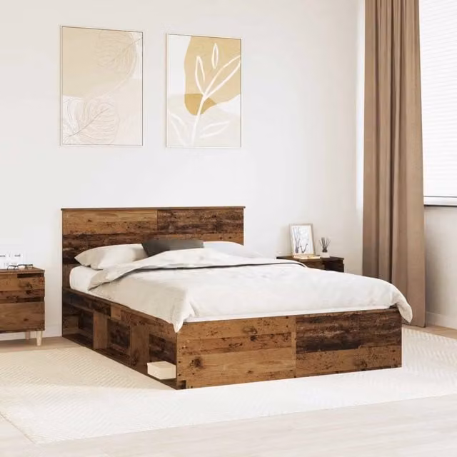 Struttura del letto-Giroletto Legno vecchio 135 x 190 cm Pino massello 300909