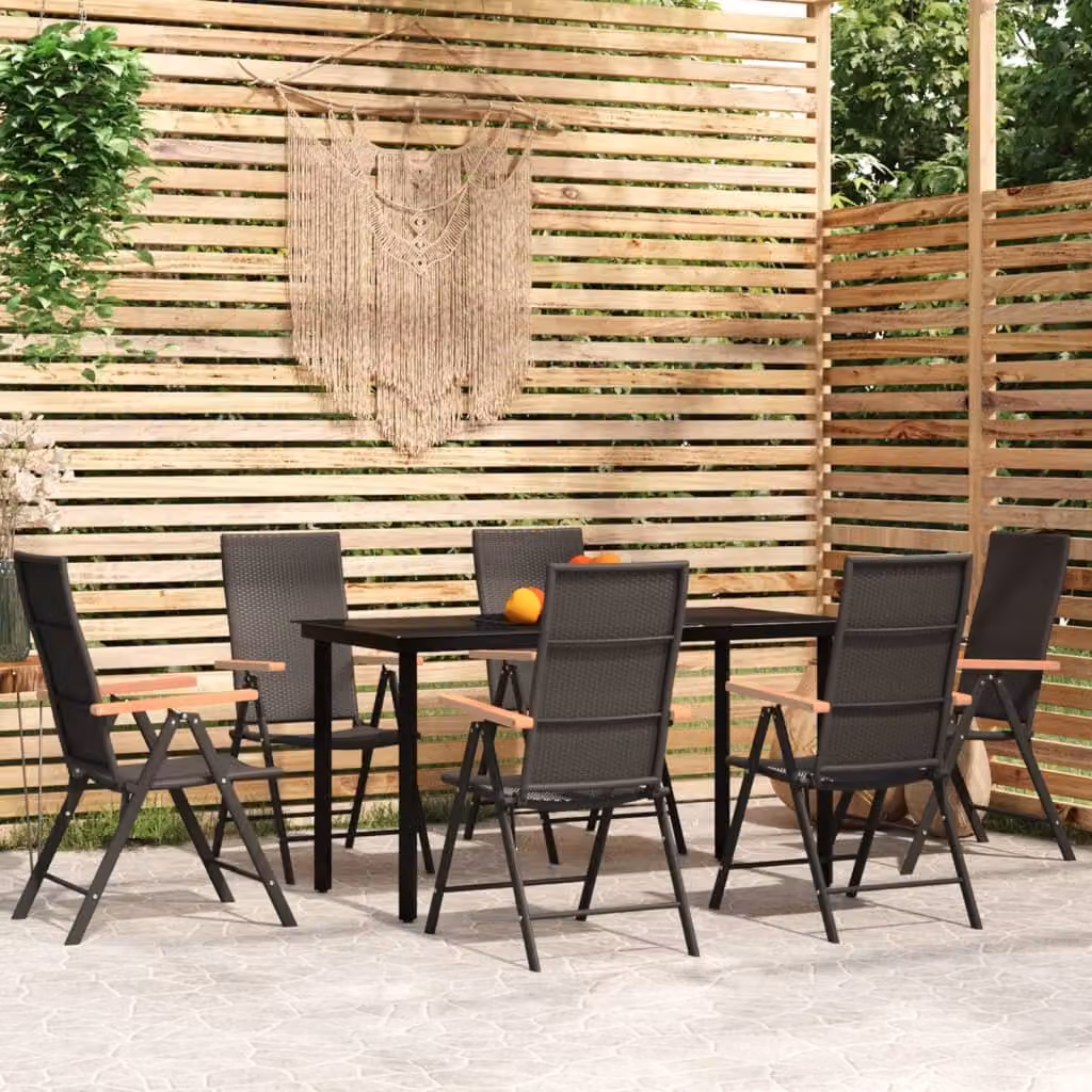 Maison Exclusive - Set da pranzo da giardino 7 pezzi nero