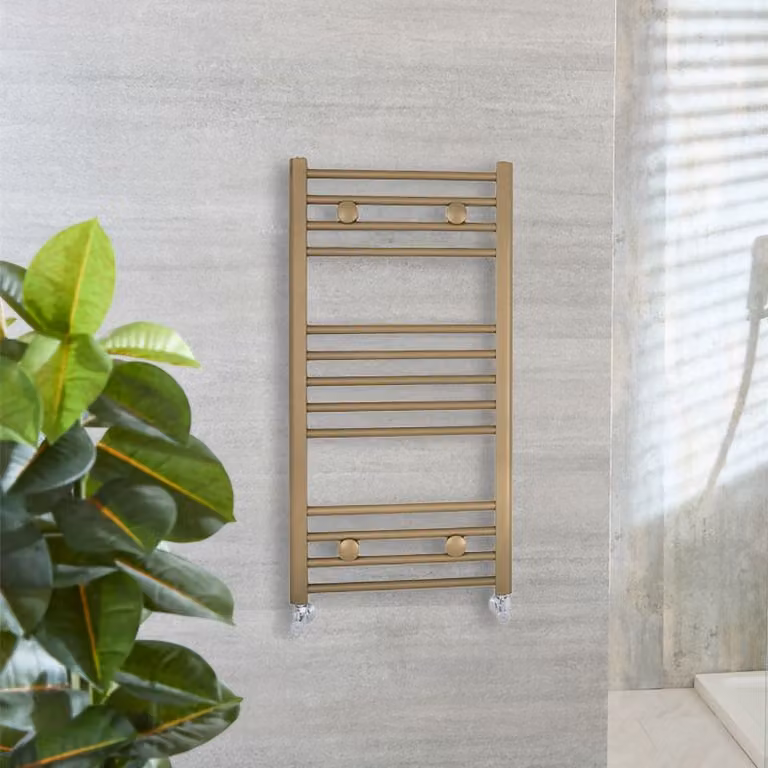 Scaldasalviette HudsonReed in acciaio inossidabile oro, montaggio a parete, L: 100 cm, H: 50 cm